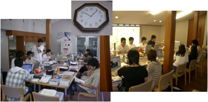 制作する学生達(朝の10時頃)