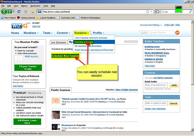 Figure 6. Scheduling a new session