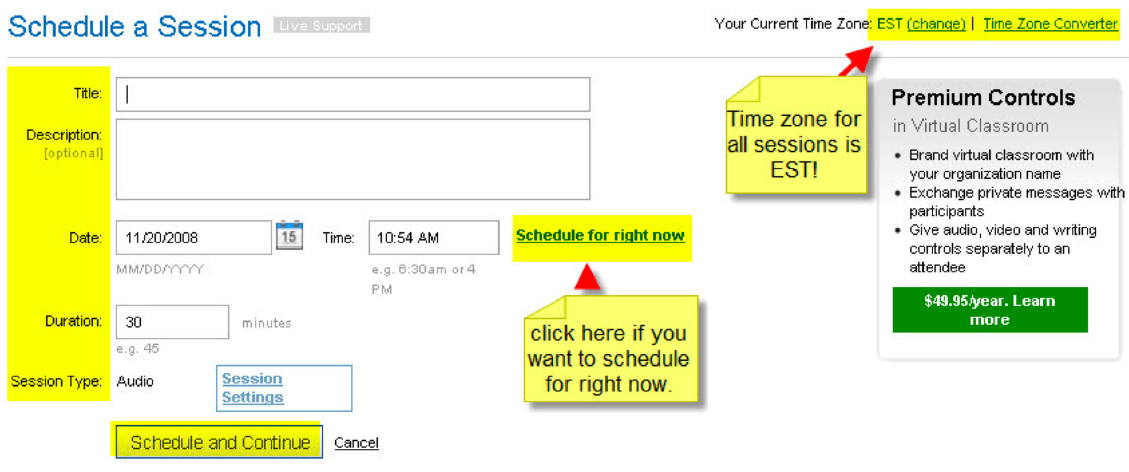 Figure 7. Providing information on the new session