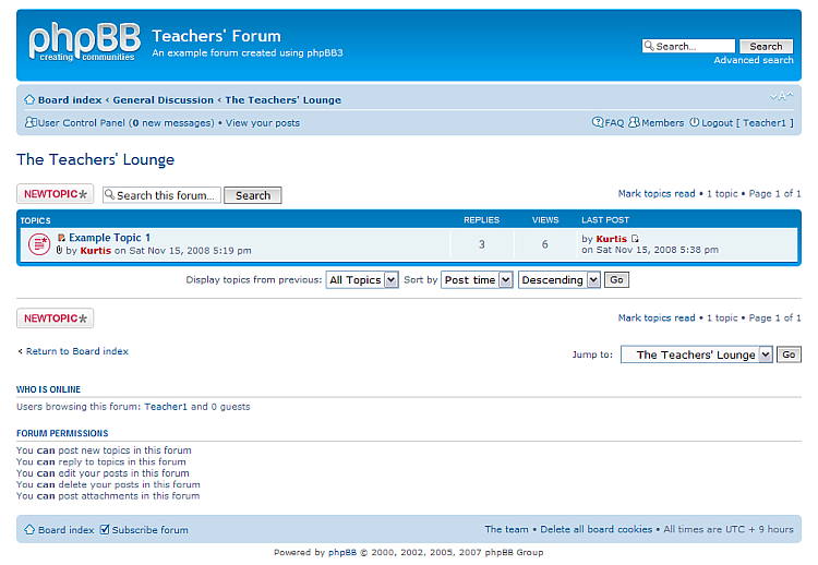 Figure 5. Highlighted topics indicate activity since last visit