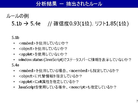 分析結果 - 抽出されたルール