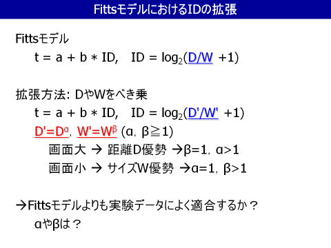 FittsモデルにおけるIDの拡張